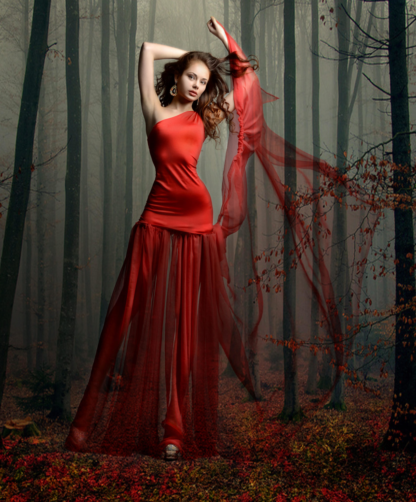 Сессия девушки в красном платье